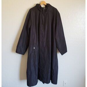 Woman Within Long Hooded Trench Coat Rain Jacket Black Size Women's 34W 4X Plus